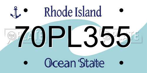70PL355 Rhode Island License Plate