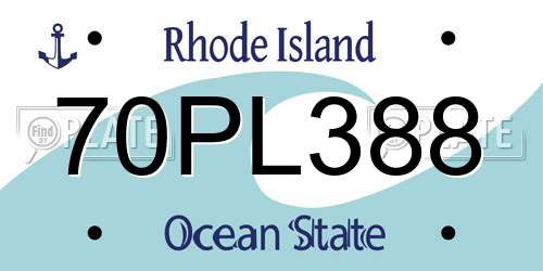 70PL388 Rhode Island License Plate