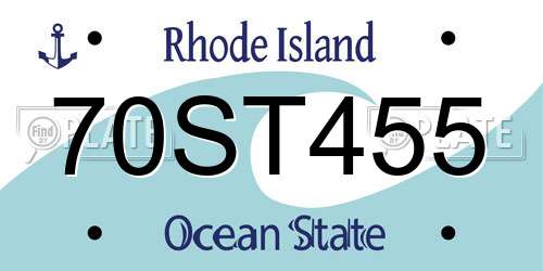 70ST455 Rhode Island License Plate