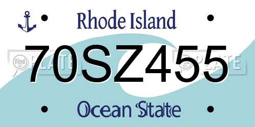 70SZ455 Rhode Island License Plate