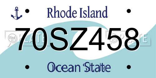 70SZ458 Rhode Island License Plate