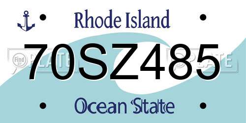 70SZ485 Rhode Island License Plate
