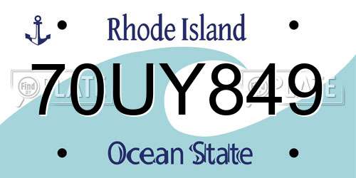 70UY849 Rhode Island License Plate