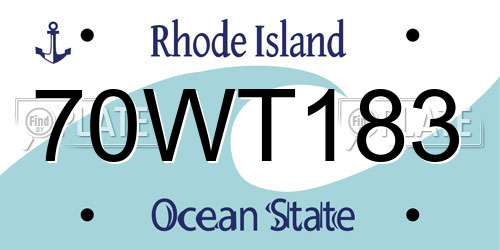 70WT183 Rhode Island License Plate