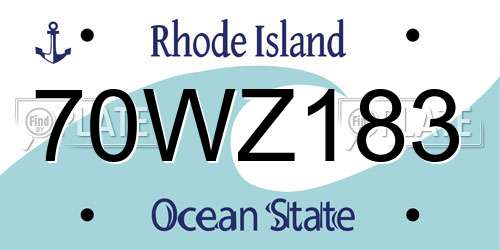 70WZ183 Rhode Island License Plate