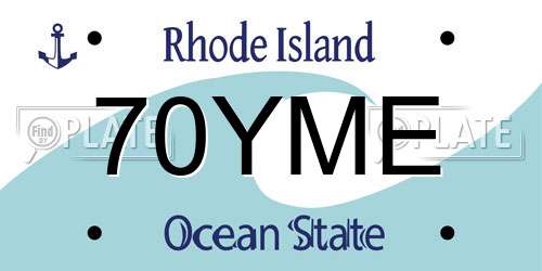 70YME Rhode Island License Plate