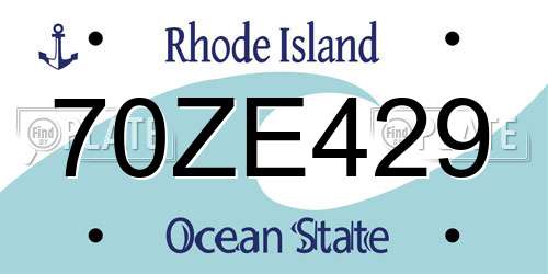 70ZE429 Rhode Island License Plate