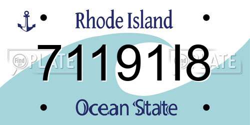 71191I8 Rhode Island License Plate