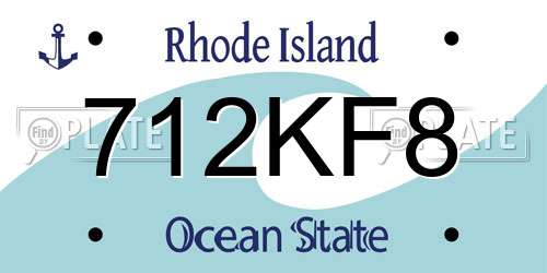 712KF8 Rhode Island License Plate