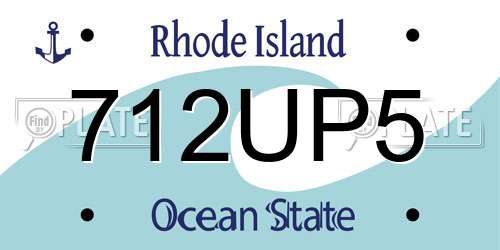 712UP5 Rhode Island License Plate