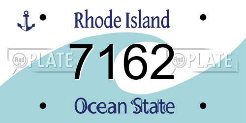 7162 Rhode Island License Plate