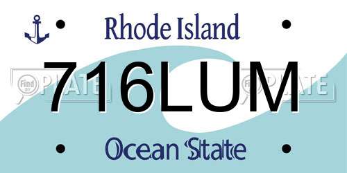 716LUM Rhode Island License Plate