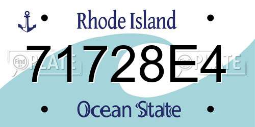 71728E4 Rhode Island License Plate