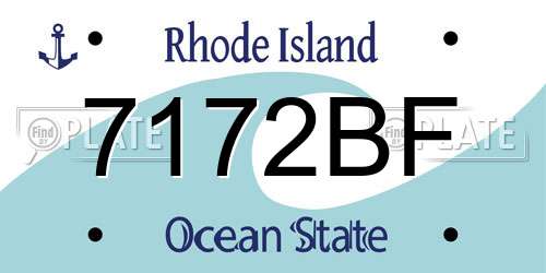 7172BF Rhode Island License Plate