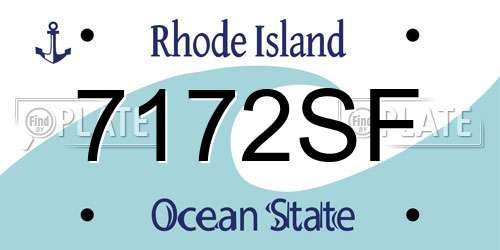7172SF Rhode Island License Plate