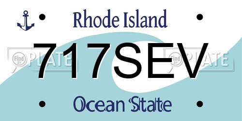 717SEV Rhode Island License Plate