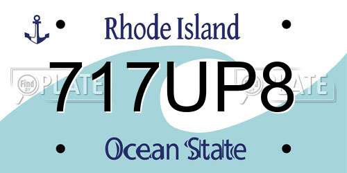 717UP8 Rhode Island License Plate