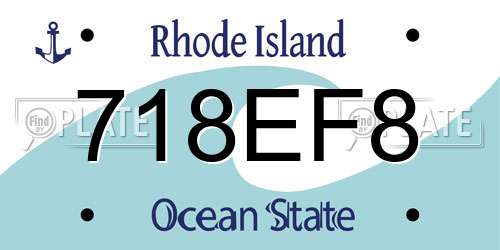 718EF8 Rhode Island License Plate