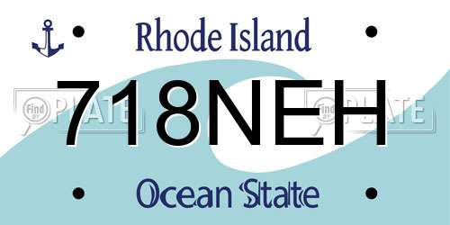 718NEH Rhode Island License Plate