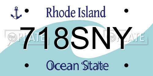 718SNY Rhode Island License Plate