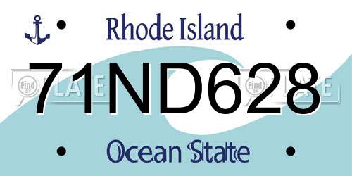 71ND628 Rhode Island License Plate