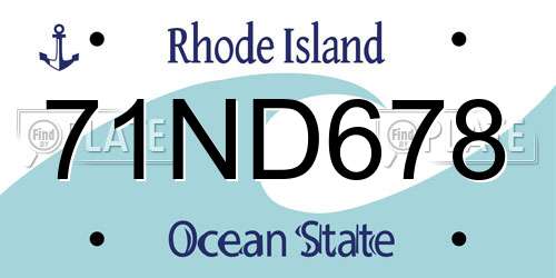 71ND678 Rhode Island License Plate