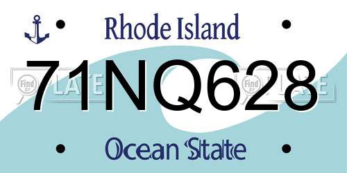71NQ628 Rhode Island License Plate