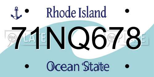 71NQ678 Rhode Island License Plate