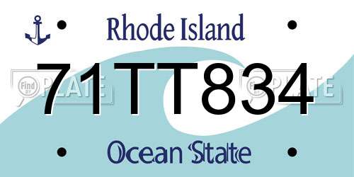 71TT834 Rhode Island License Plate