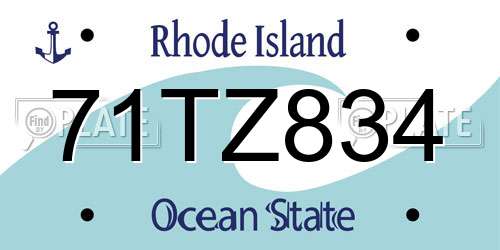 71TZ834 Rhode Island License Plate