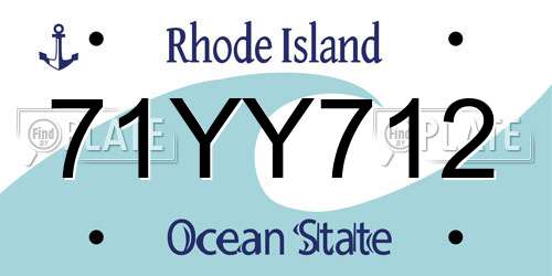 71YY712 Rhode Island License Plate