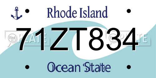 71ZT834 Rhode Island License Plate