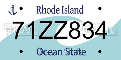 71ZZ834 Rhode Island License Plate