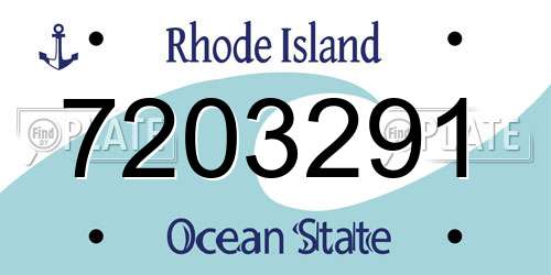 7203291 Rhode Island License Plate