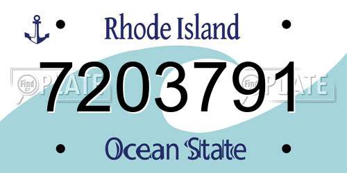 7203791 Rhode Island License Plate