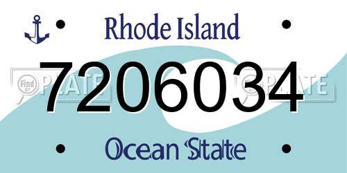 7206034 Rhode Island License Plate