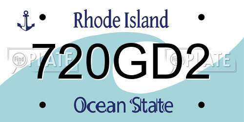 720GD2 Rhode Island License Plate
