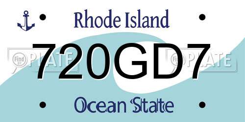 720GD7 Rhode Island License Plate