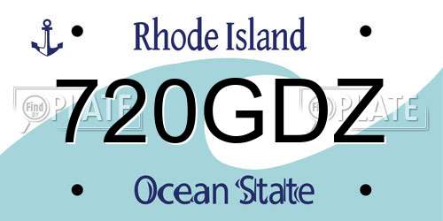 720GDZ Rhode Island License Plate