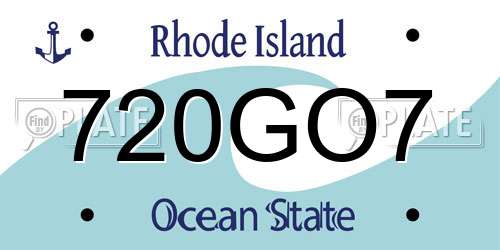 720GO7 Rhode Island License Plate