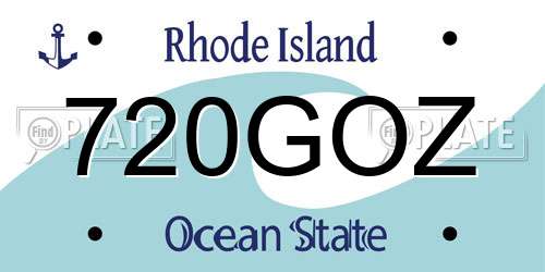 720GOZ Rhode Island License Plate
