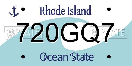 720GQ7 Rhode Island License Plate