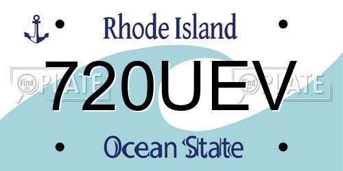 720UEV Rhode Island License Plate