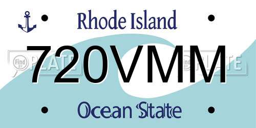 720VMM Rhode Island License Plate
