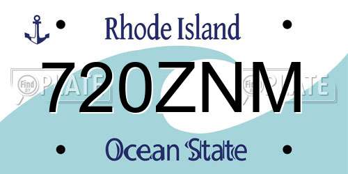 720ZNM Rhode Island License Plate