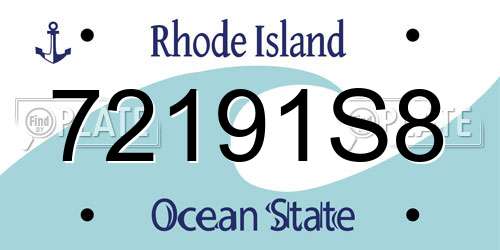 72191S8 Rhode Island License Plate