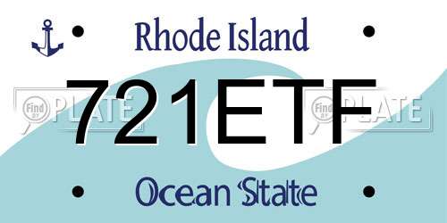 721ETF Rhode Island License Plate