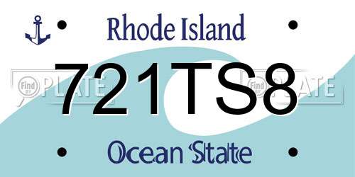 721TS8 Rhode Island License Plate