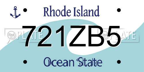 721ZB5 Rhode Island License Plate