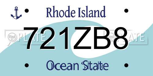 721ZB8 Rhode Island License Plate